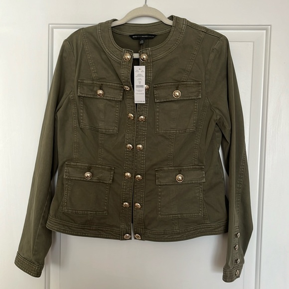 White House Black Market Jackets & Blazers - New! WHBM Green Gold Button Military Jacket- Sz 12
